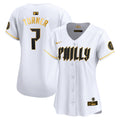 Women's Phillies 2024 City Connect Vapor Premier Limited Jersey - All Stitched - White Gold, Trea Turner
