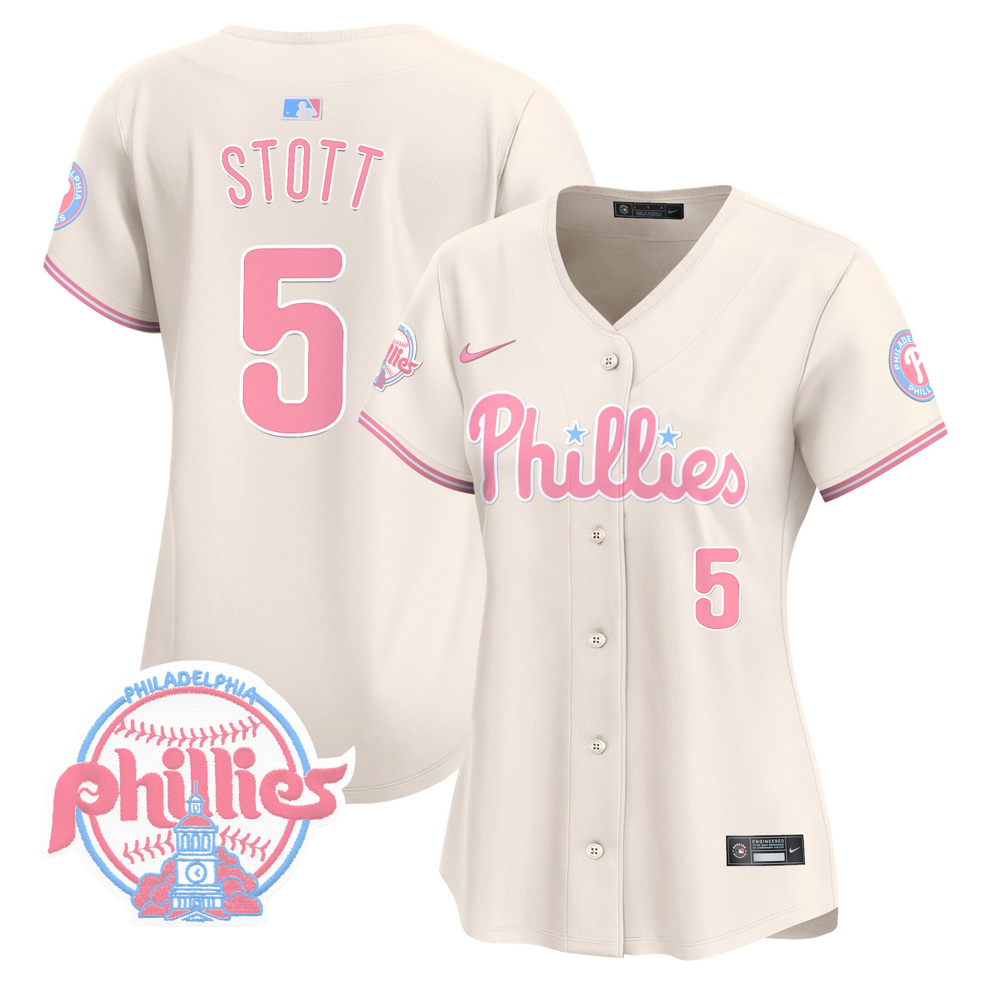Women's Phillies Bubblegum Pink Vapor Premier Limited Jersey V2 - All Stitched - Cream, Bryson Stott