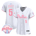 Women's Phillies Bubblegum Pink Vapor Premier Limited Jersey V2 - All Stitched - White, Bryson Stott