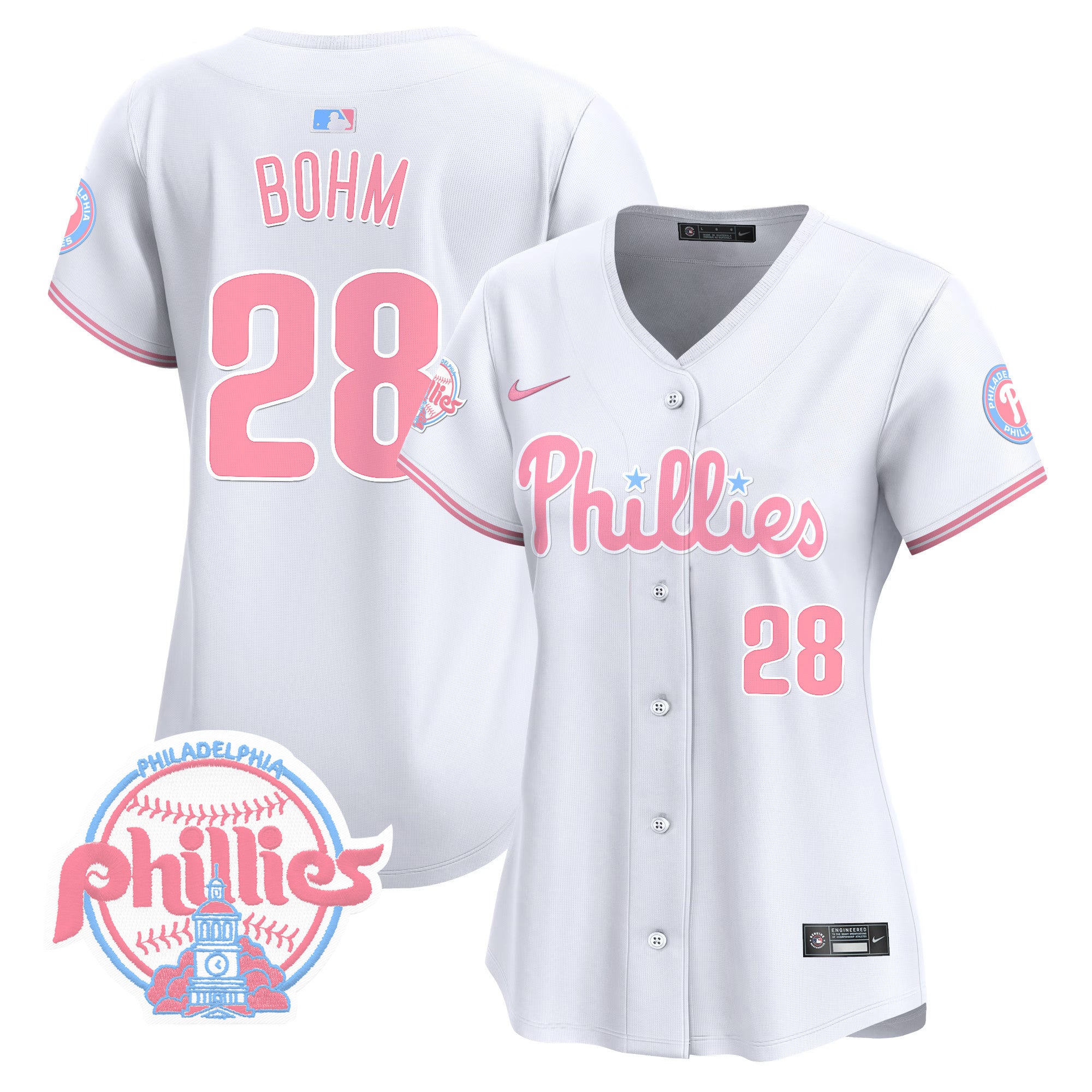 Women's Phillies Bubblegum Pink Vapor Premier Limited Jersey V2 - All Stitched - White, Alec Bohm