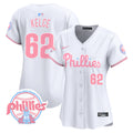 Women's Phillies Bubblegum Pink Vapor Premier Limited Jersey V2 - All Stitched - White, Jason Kelce