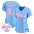 Women's Phillies Bubblegum Pink Vapor Premier Limited Jersey V2 - All Stitched - Light Blue, Bryson Stott