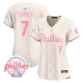 Women's Phillies Bubblegum Pink Vapor Premier Limited Jersey V2 - All Stitched - Cream, Trea Turner