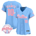Women's Phillies Bubblegum Pink Vapor Premier Limited Jersey V2 - All Stitched - Light Blue, J.T.Realmuto