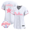 Women's Phillies Bubblegum Pink Vapor Premier Limited Jersey V2 - All Stitched - White, Phanatic