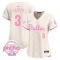 Women's Phillies Bubblegum Pink Vapor Premier Limited Jersey V2 - All Stitched - Cream, Bryce Harper