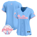 Women's Phillies Bubblegum Pink Vapor Premier Limited Jersey V2 - All Stitched - Light Blue, Team