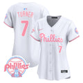 Women's Phillies Bubblegum Pink Vapor Premier Limited Jersey V2 - All Stitched - White, Trea Turner