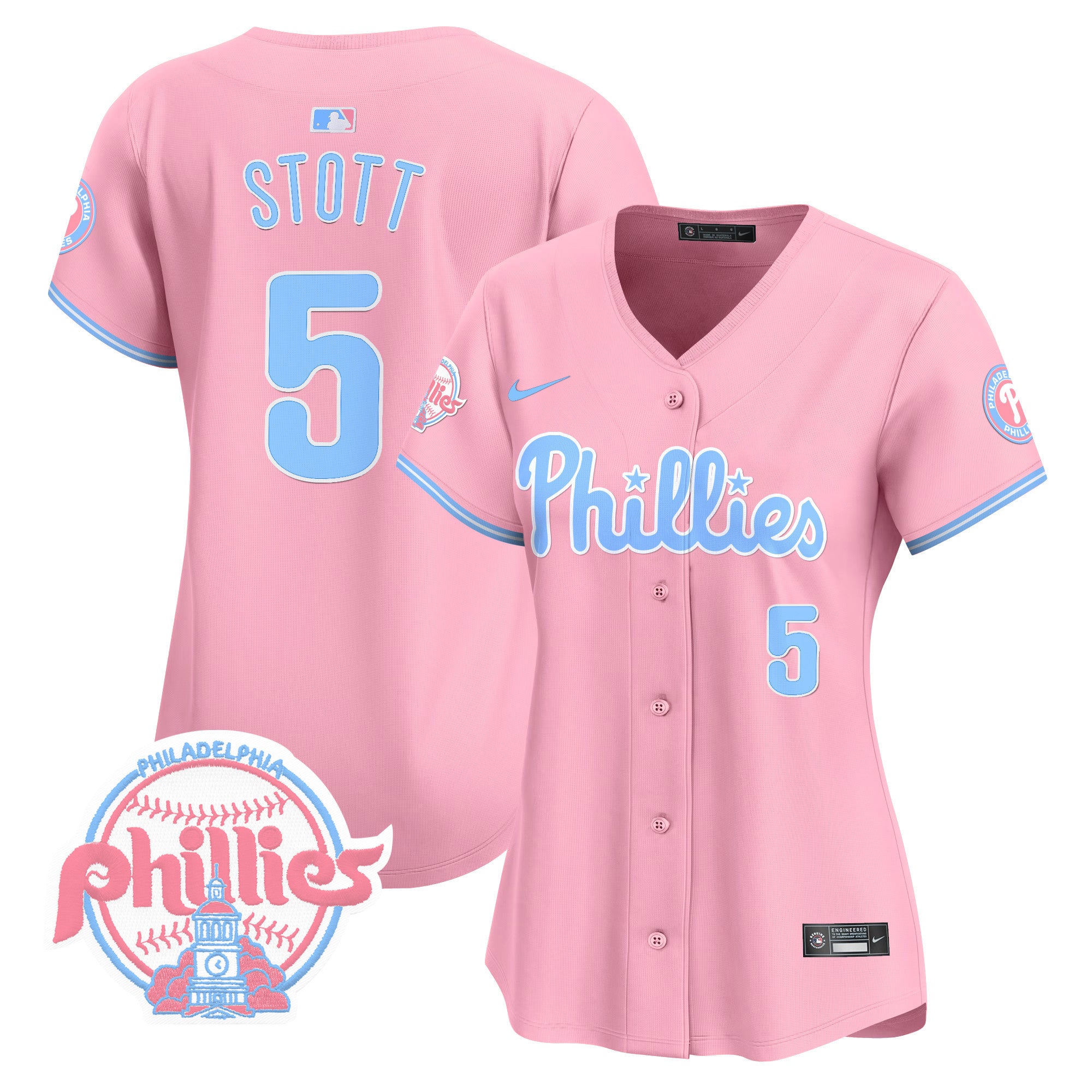 Women's Phillies Bubblegum Pink Vapor Premier Limited Jersey V2 - All Stitched - Pink, Bryson Stott