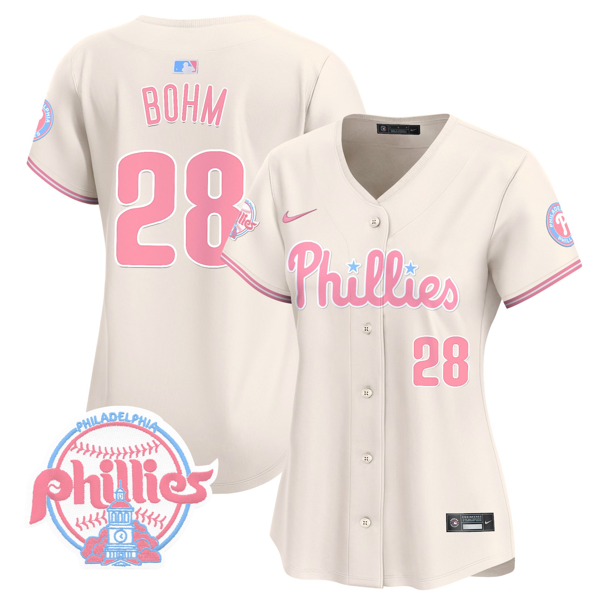Women's Phillies Bubblegum Pink Vapor Premier Limited Jersey V2 - All Stitched - Cream, Alec Bohm