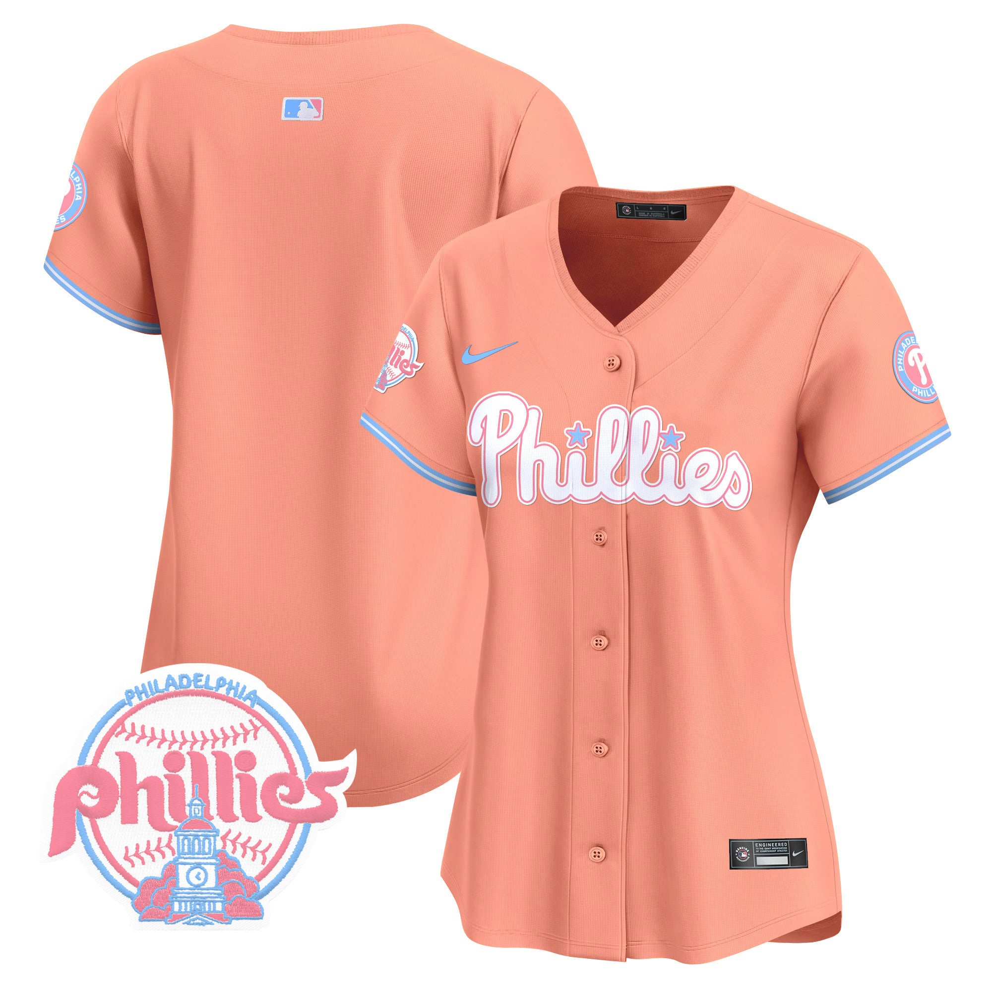 Women's Phillies Bubblegum Pink Vapor Premier Limited Jersey V2 - All Stitched - Peach, Team