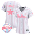 Women's Phillies Bubblegum Pink Vapor Premier Limited Jersey V2 - All Stitched - Pinstripe, Phanatic