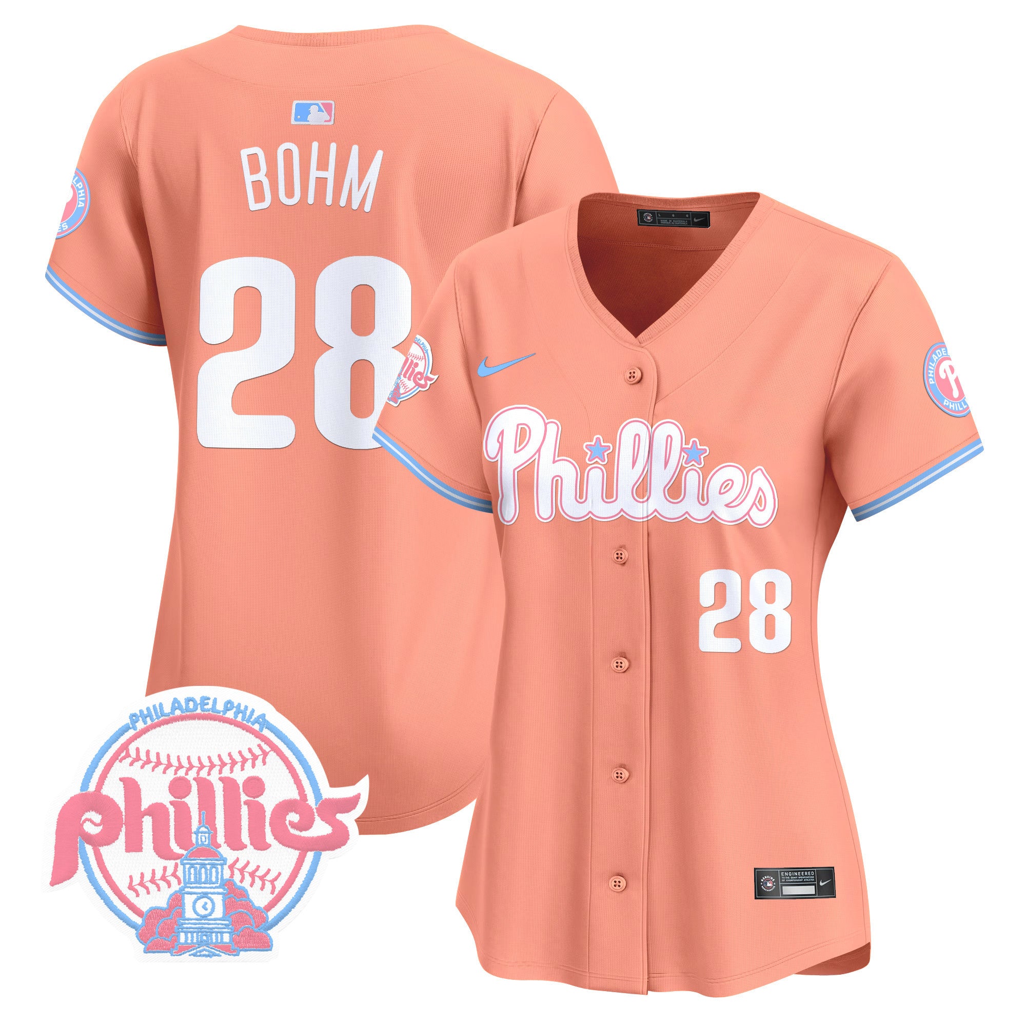 Women's Phillies Bubblegum Pink Vapor Premier Limited Jersey V2 - All Stitched - Peach, Alec Bohm