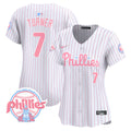 Women's Phillies Bubblegum Pink Vapor Premier Limited Jersey V2 - All Stitched - Pinstripe, Trea Turner