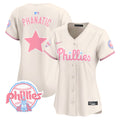 Women's Phillies Bubblegum Pink Vapor Premier Limited Jersey V2 - All Stitched - Cream, Phanatic