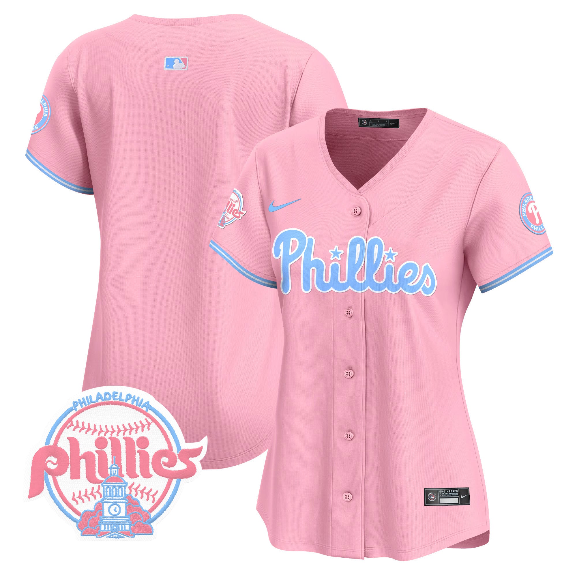 Women's Phillies Bubblegum Pink Vapor Premier Limited Jersey V2 - All Stitched - Pink, Team