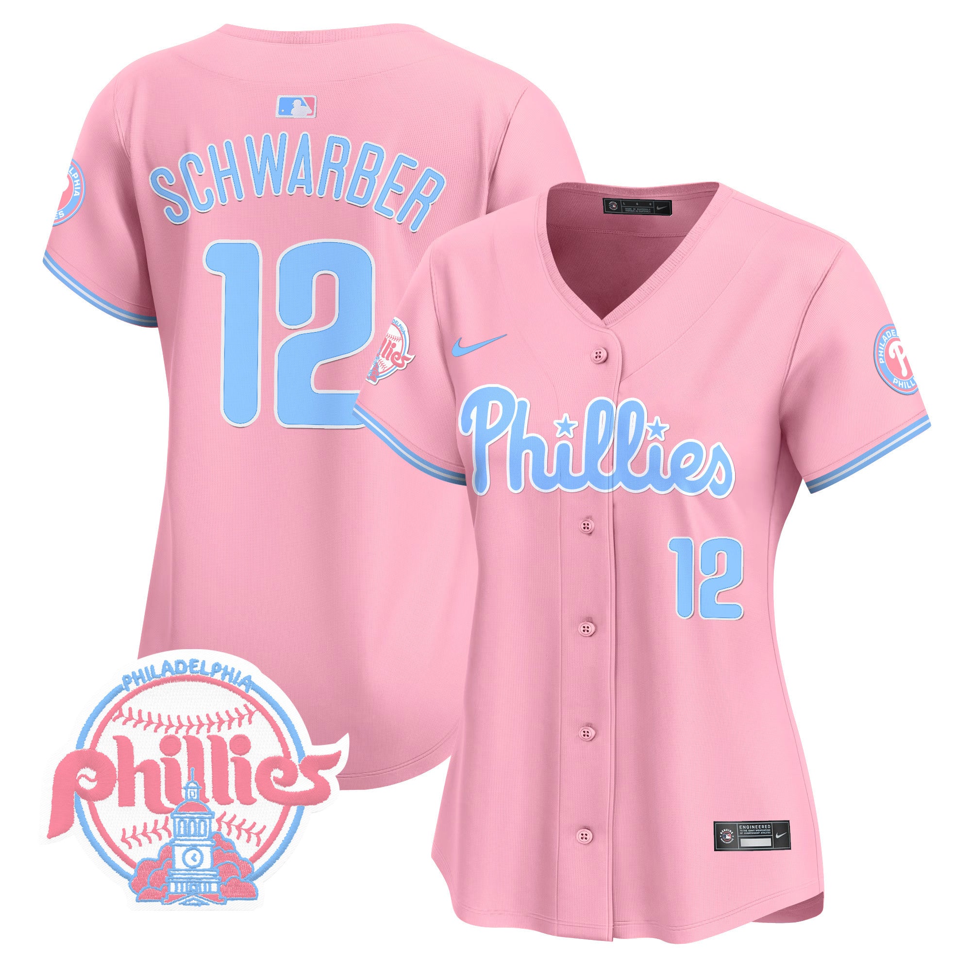 Women's Phillies Bubblegum Pink Vapor Premier Limited Jersey V2 - All Stitched - Pink, Kyle Schwarber