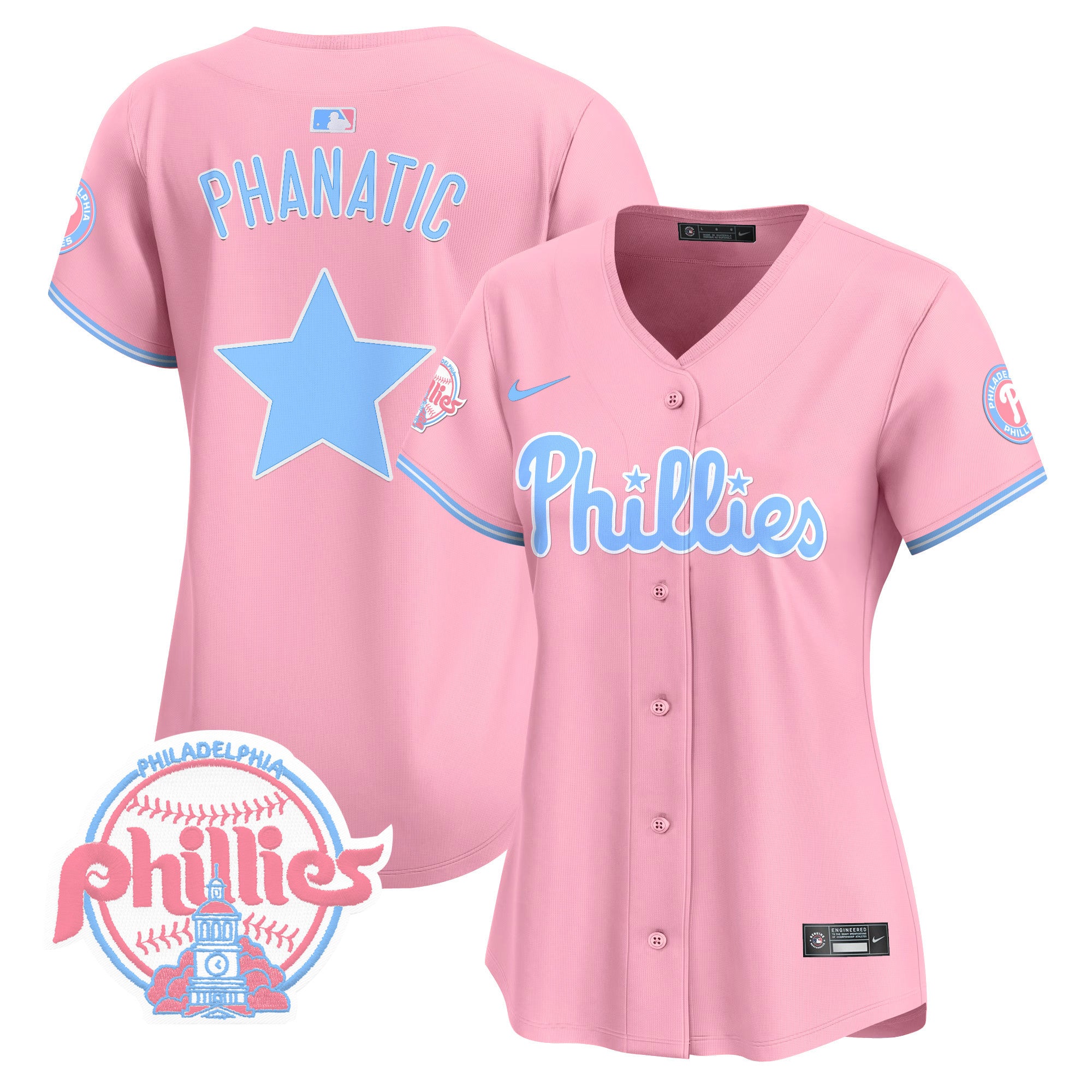 Women's Phillies Bubblegum Pink Vapor Premier Limited Jersey V2 - All Stitched - Pink, Phanatic