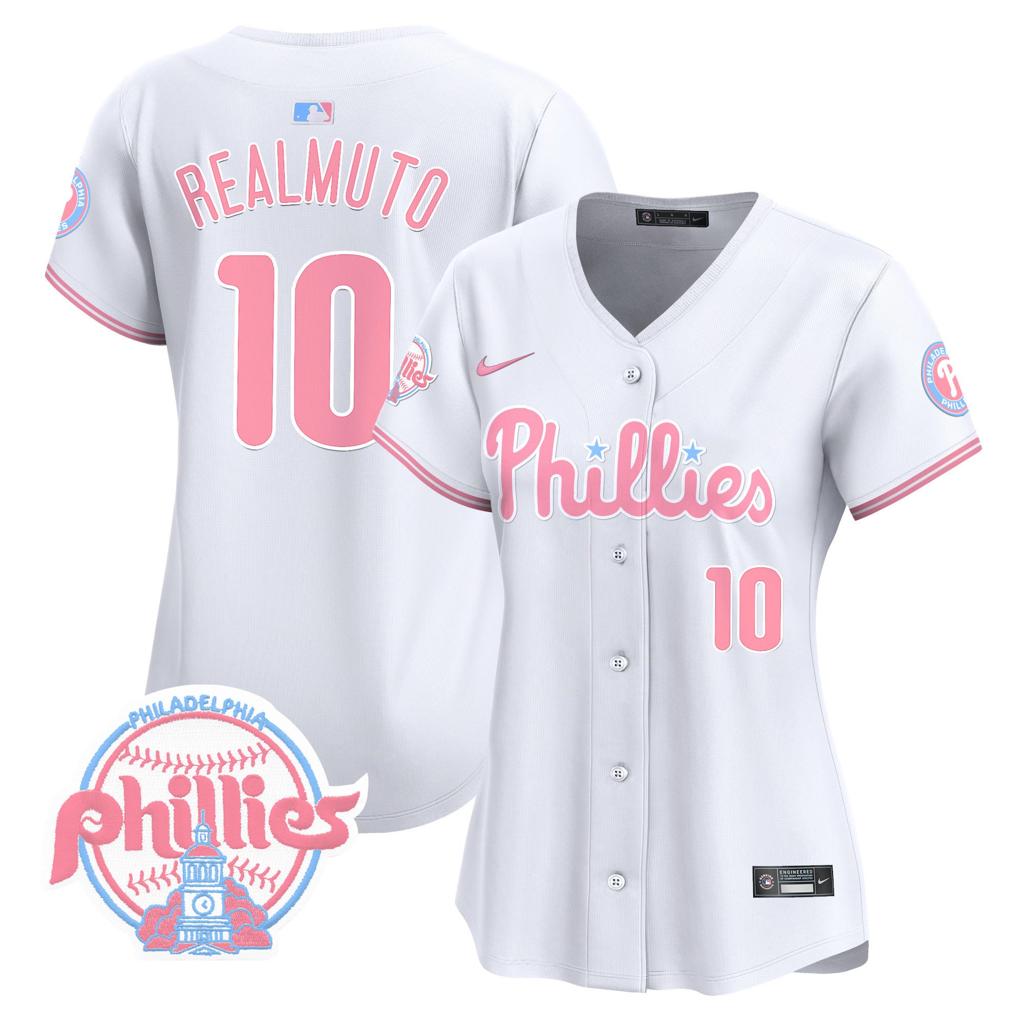 Women's Phillies Bubblegum Pink Vapor Premier Limited Jersey V2 - All Stitched - White, J.T.Realmuto
