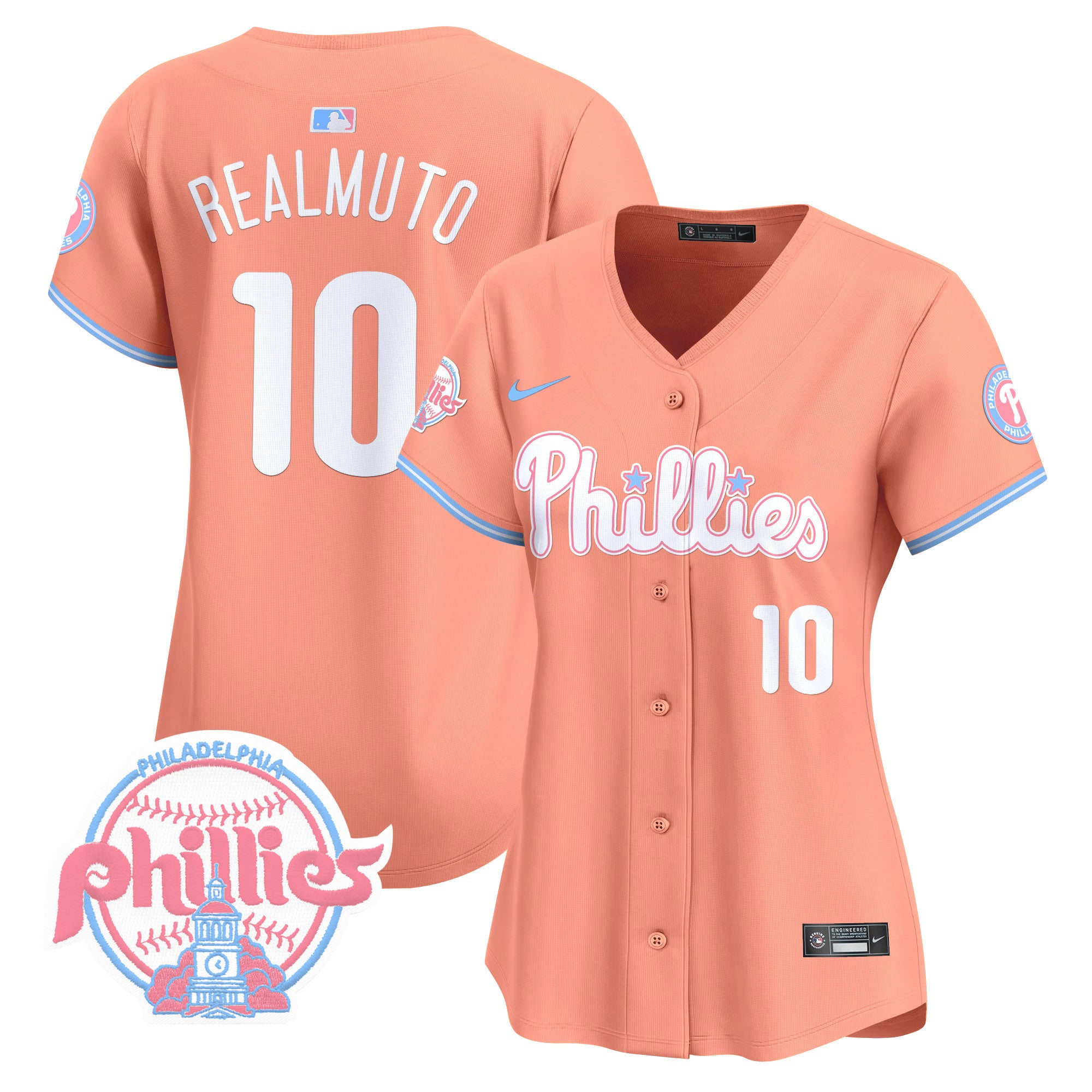 Women's Phillies Bubblegum Pink Vapor Premier Limited Jersey V2 - All Stitched - Peach, J.T.Realmuto