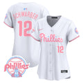 Women's Phillies Bubblegum Pink Vapor Premier Limited Jersey V2 - All Stitched - White, Kyle Schwarber