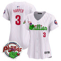 Women's Phillies Phanatic Patch Vapor Premier Limited Jersey V3- All Stitched - White Pinstripe, Bryce Harper