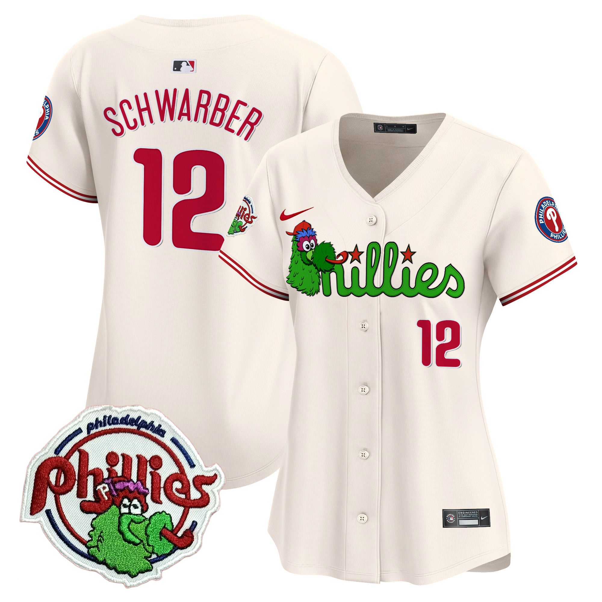 Women's Phillies Phanatic Patch Vapor Premier Limited Jersey V3- All Stitched - Cream, Kyle Schwarber