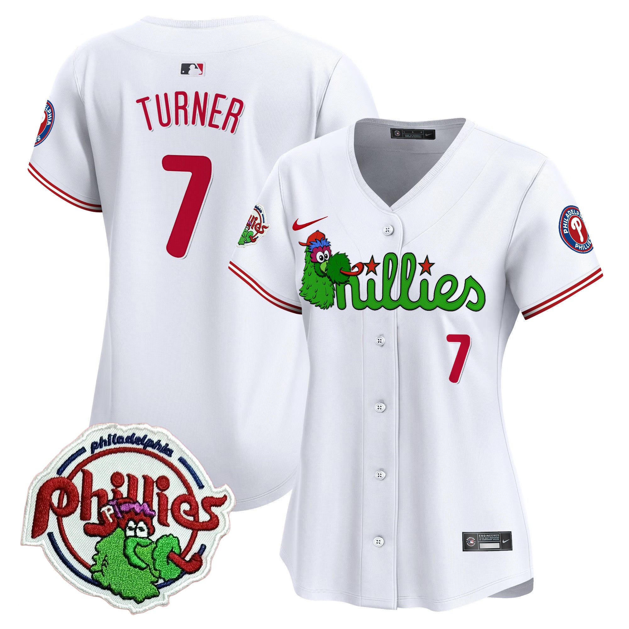 Women's Phillies Phanatic Patch Vapor Premier Limited Jersey V3- All Stitched - White, Trea Turner