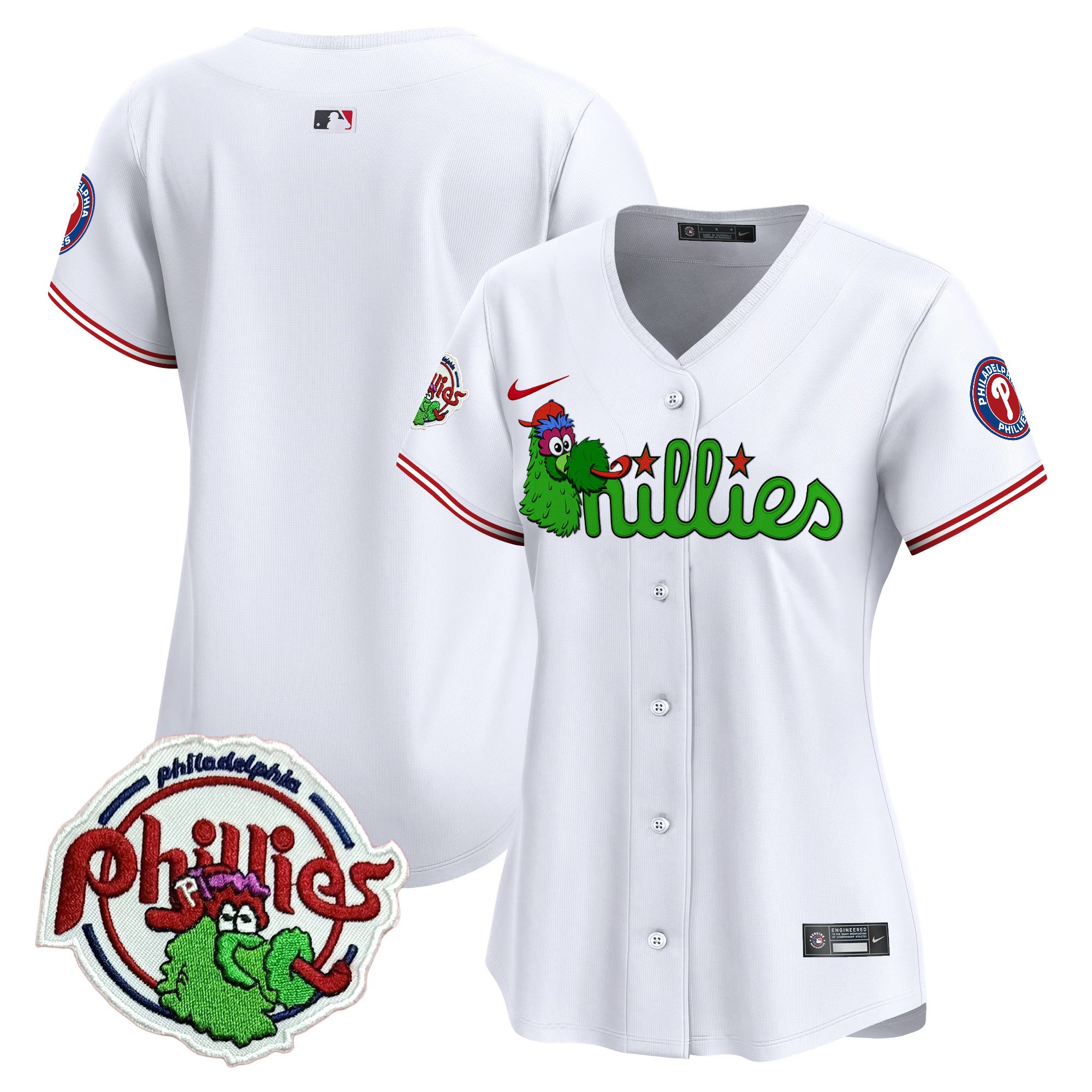 Women's Phillies Phanatic Patch Vapor Premier Limited Jersey V3- All Stitched - White, Team