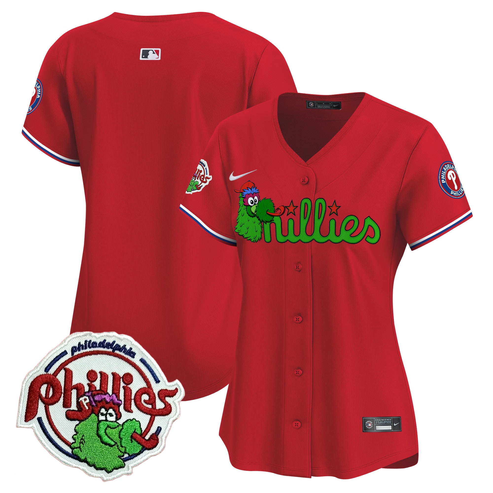 Women's Phillies Phanatic Patch Vapor Premier Limited Jersey V3- All Stitched - Red, Team