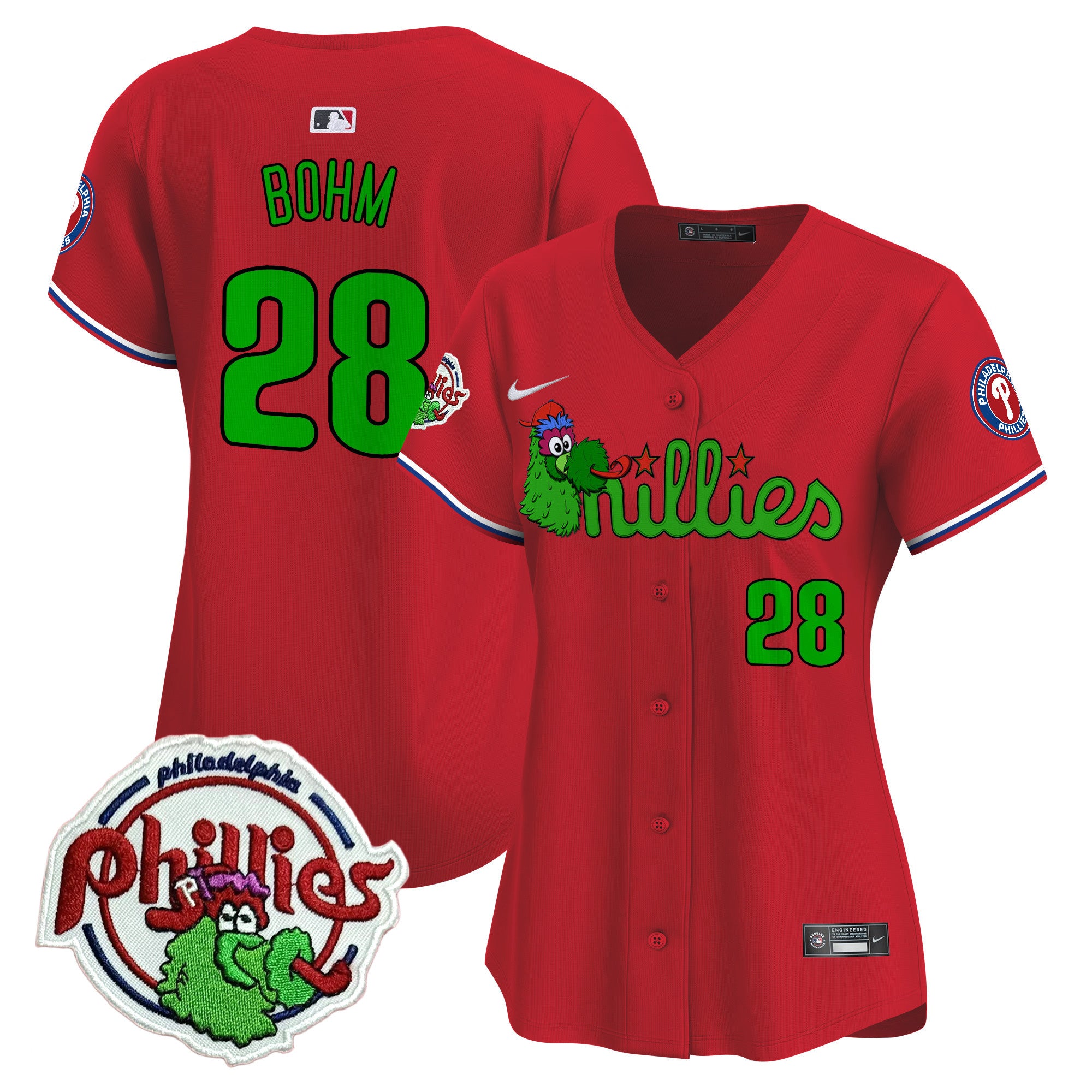 Women's Phillies Phanatic Patch Vapor Premier Limited Jersey V3- All Stitched - Red, Alec Bohm