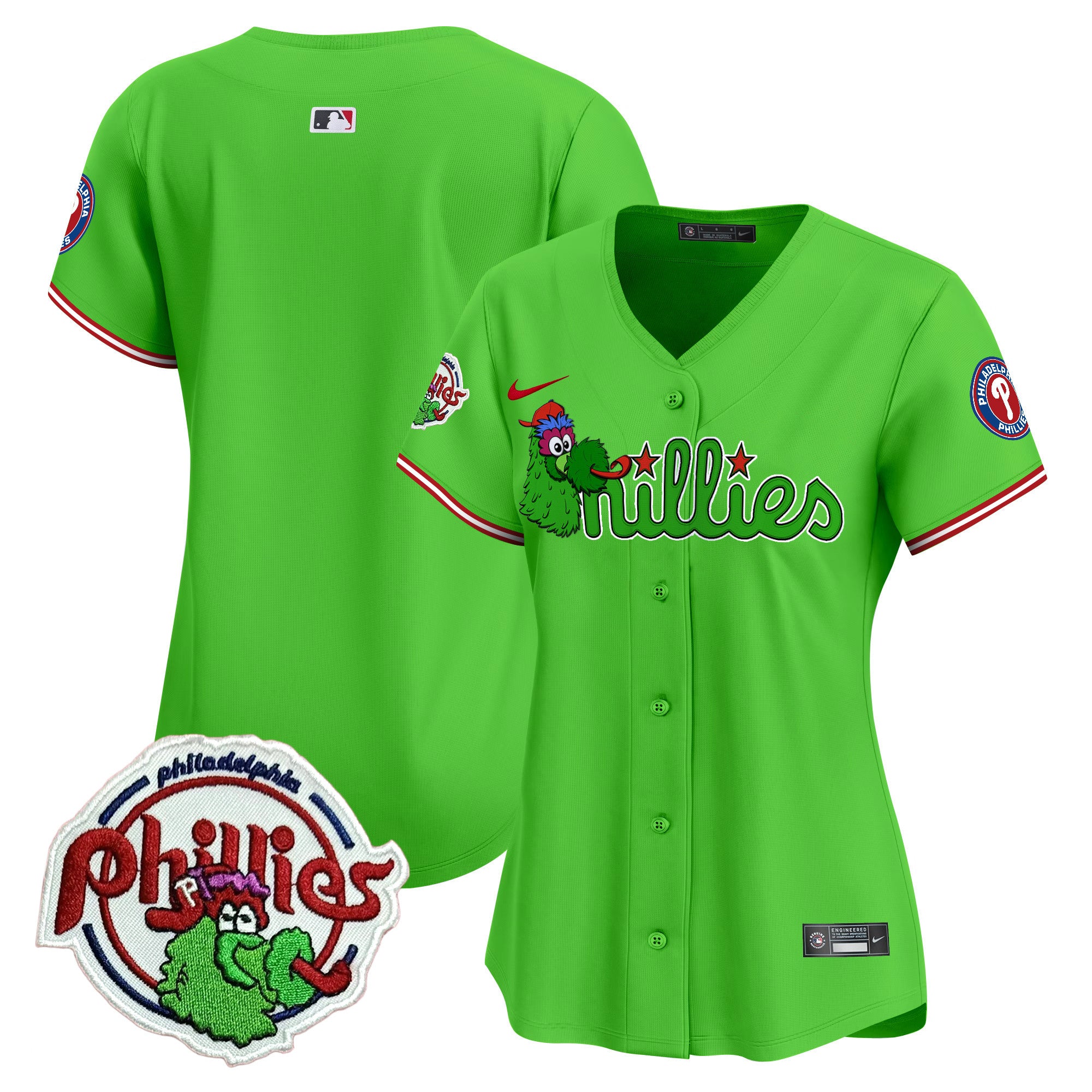 Women's Phillies Phanatic Patch Vapor Premier Limited Jersey V3- All Stitched - Green, Team