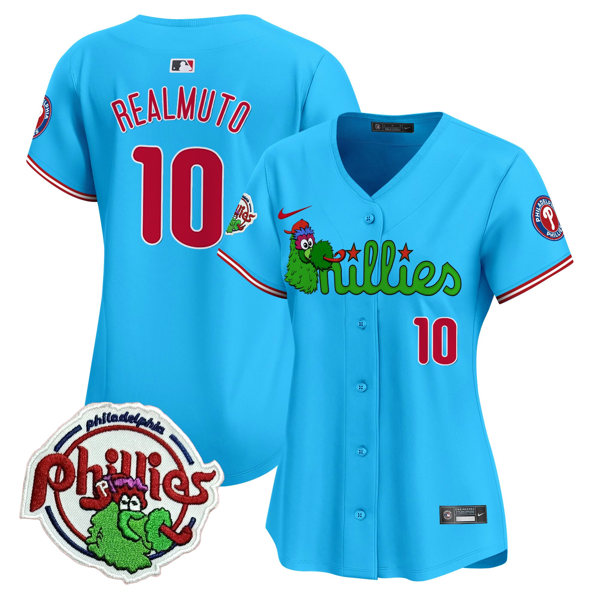 Women's Phillies Phanatic Patch Vapor Premier Limited Jersey V3- All Stitched - Light Blue, J.T.Realmuto