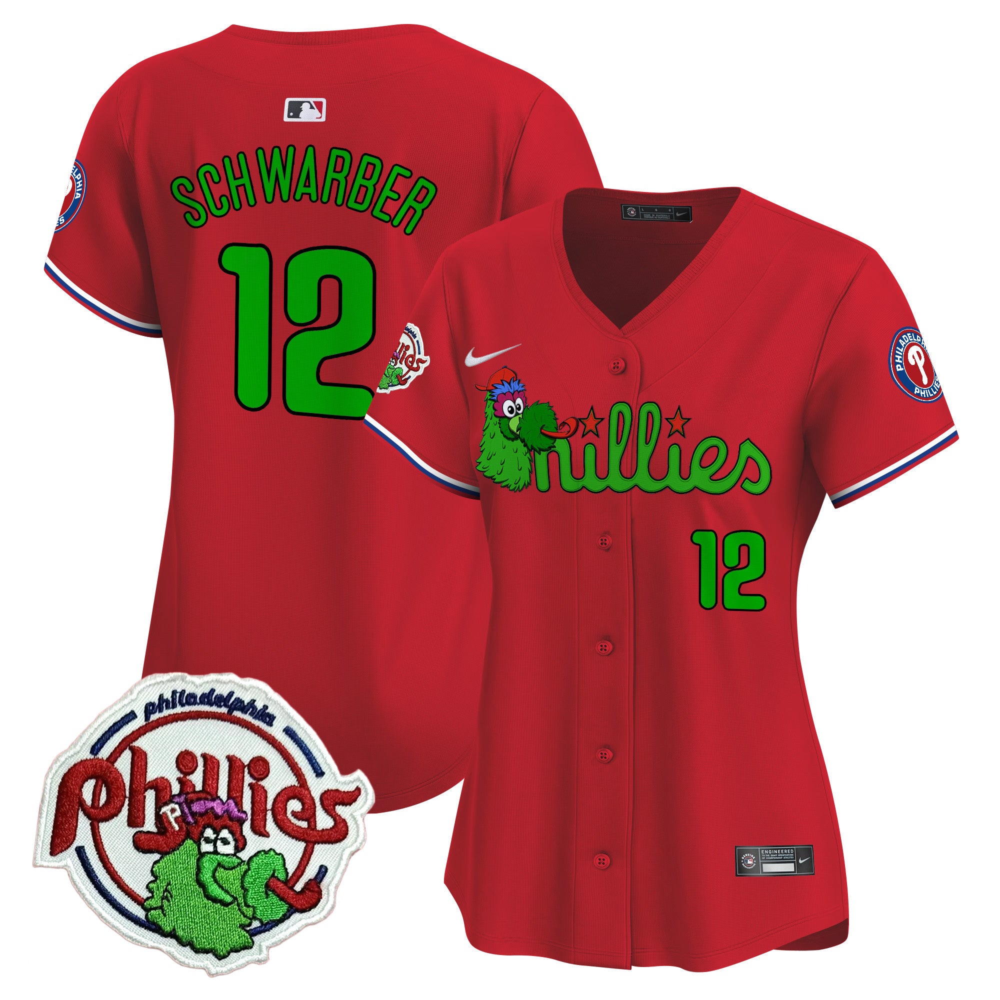 Women's Phillies Phanatic Patch Vapor Premier Limited Jersey V3- All Stitched - Red, Kyle Schwarber