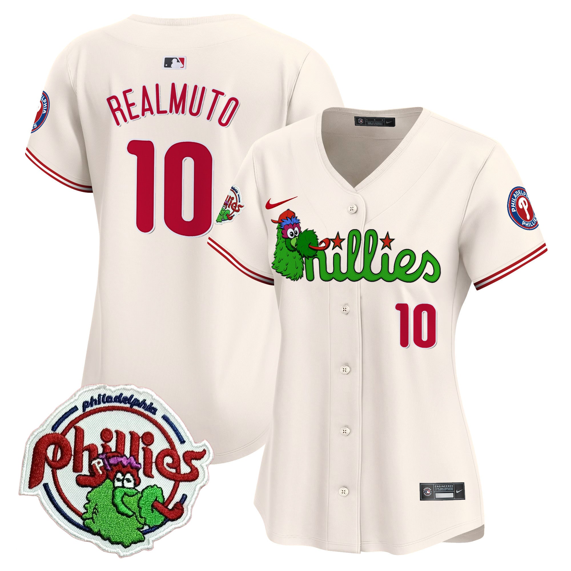 Women's Phillies Phanatic Patch Vapor Premier Limited Jersey V3- All Stitched - Cream, J.T.Realmuto