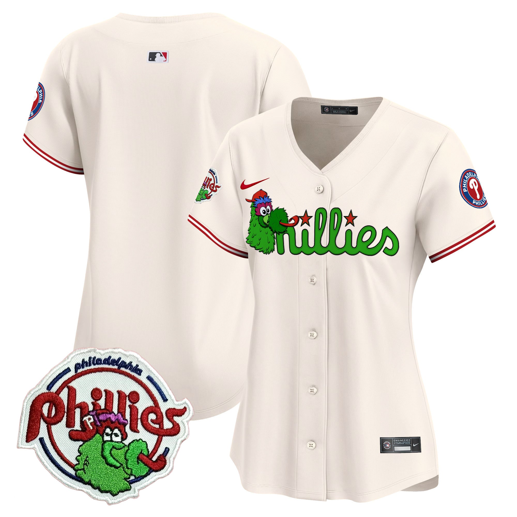 Women's Phillies Phanatic Patch Vapor Premier Limited Jersey V3- All Stitched - Cream, Team