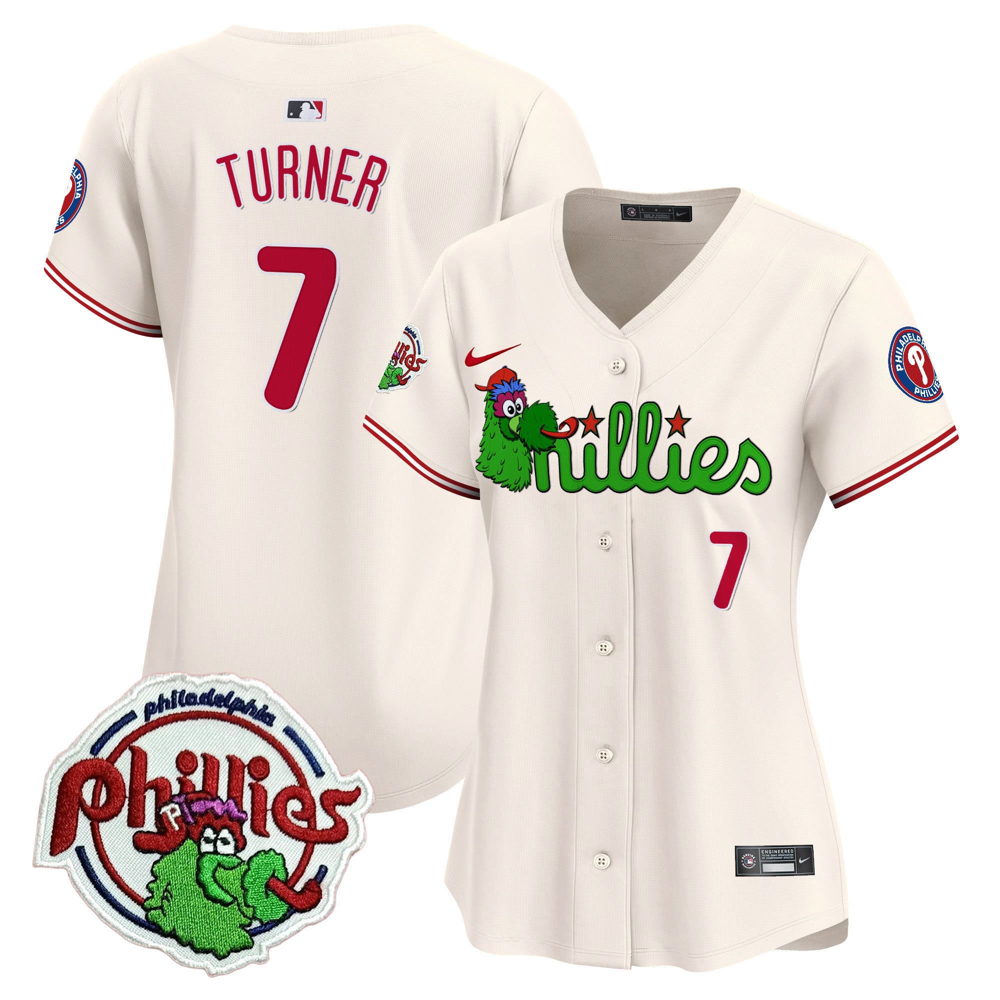 Women's Phillies Phanatic Patch Vapor Premier Limited Jersey V3- All Stitched - Cream, Trea Turner