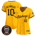 Women's Pittsburgh Pirates 412 Patch Vapor Premier Limited Jersey V4 - All Stitched - Gold, Bryan Reynolds