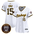 Women's Pittsburgh Pirates 412 Patch Vapor Premier Limited Jersey V4 - All Stitched - White, Oneil Cruz