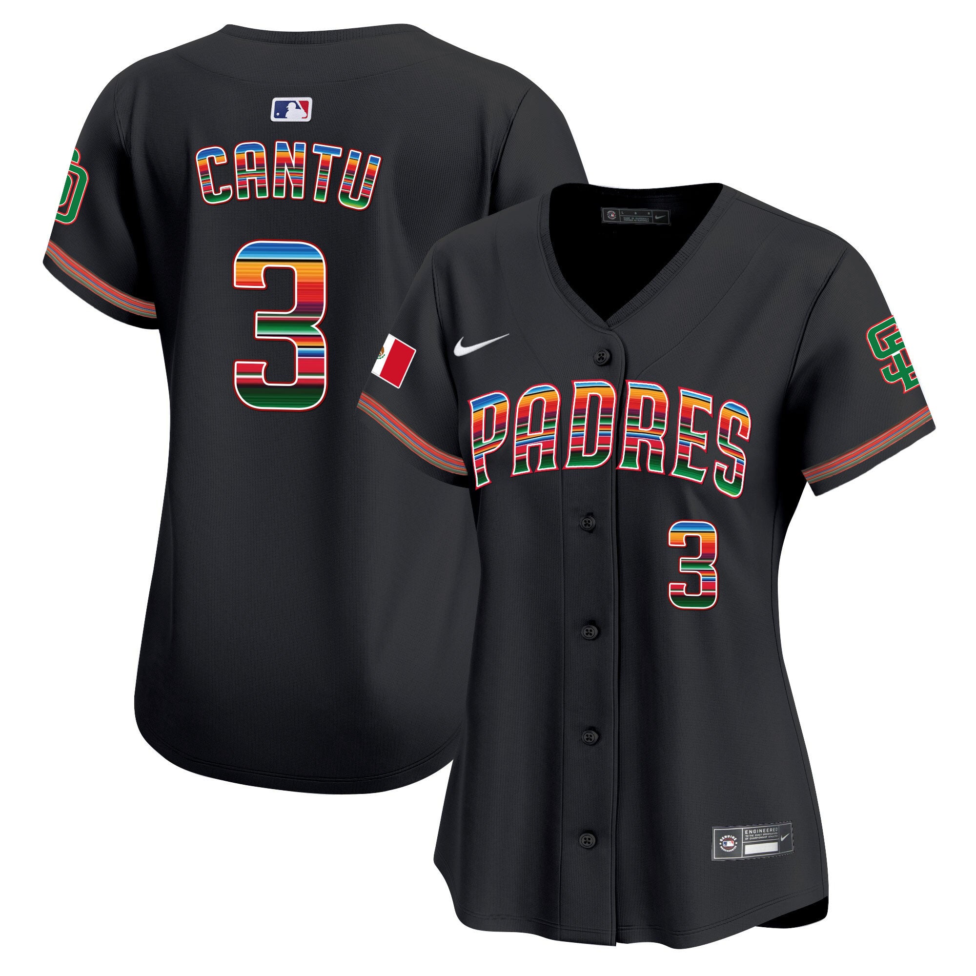 Women's San Diego Padres Mexico Premier Limited Jersey - All Stitched - Black, Jorge Cantu