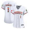 Women's San Diego Padres Mexico Premier Limited Jersey - All Stitched - White, Peter Seidler