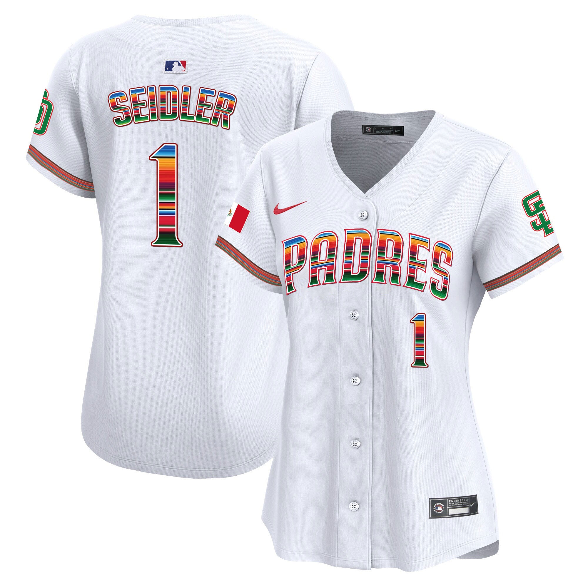 Women's San Diego Padres Mexico Premier Limited Jersey - All Stitched - White, Peter Seidler