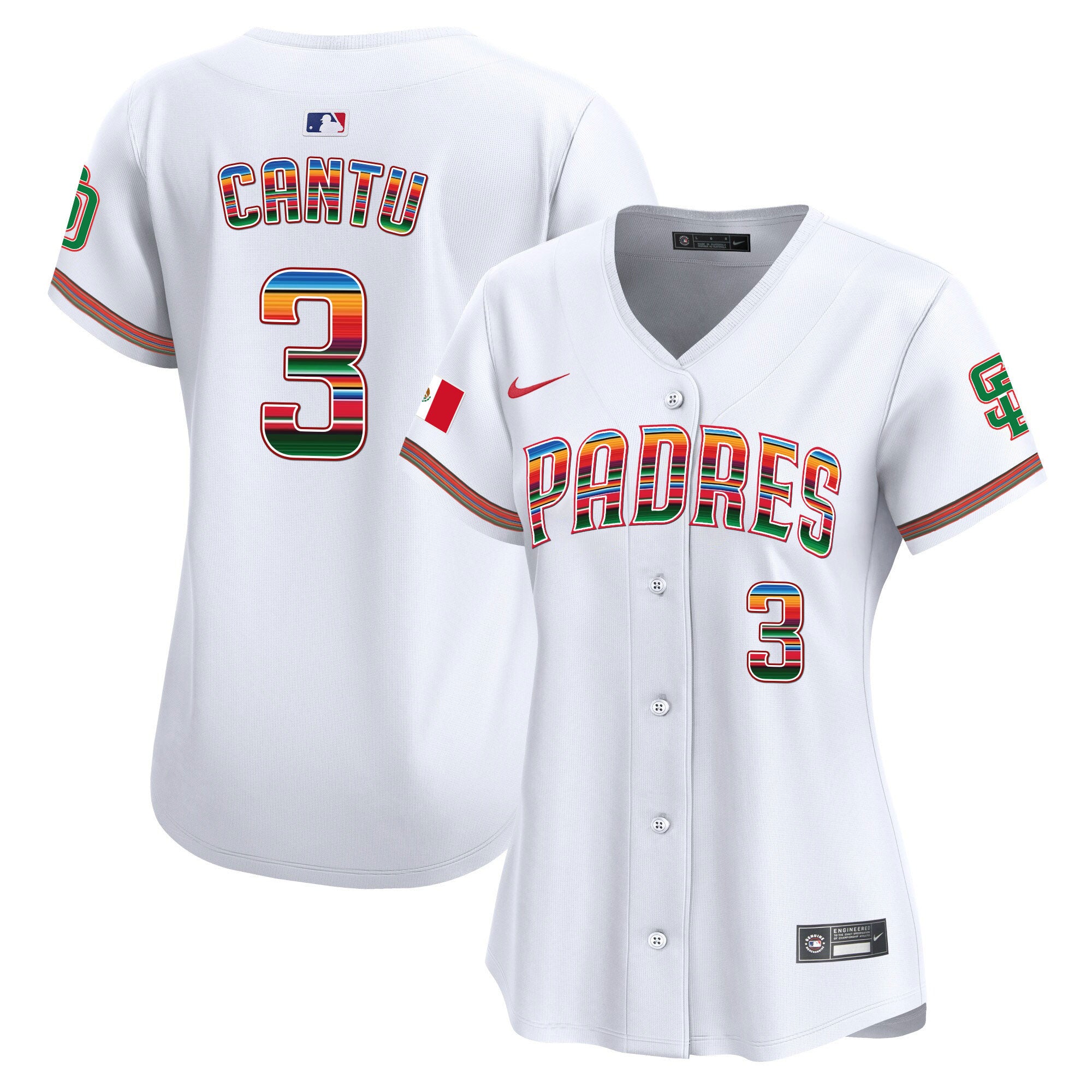 Women's San Diego Padres Mexico Premier Limited Jersey - All Stitched - White, Jorge Cantu