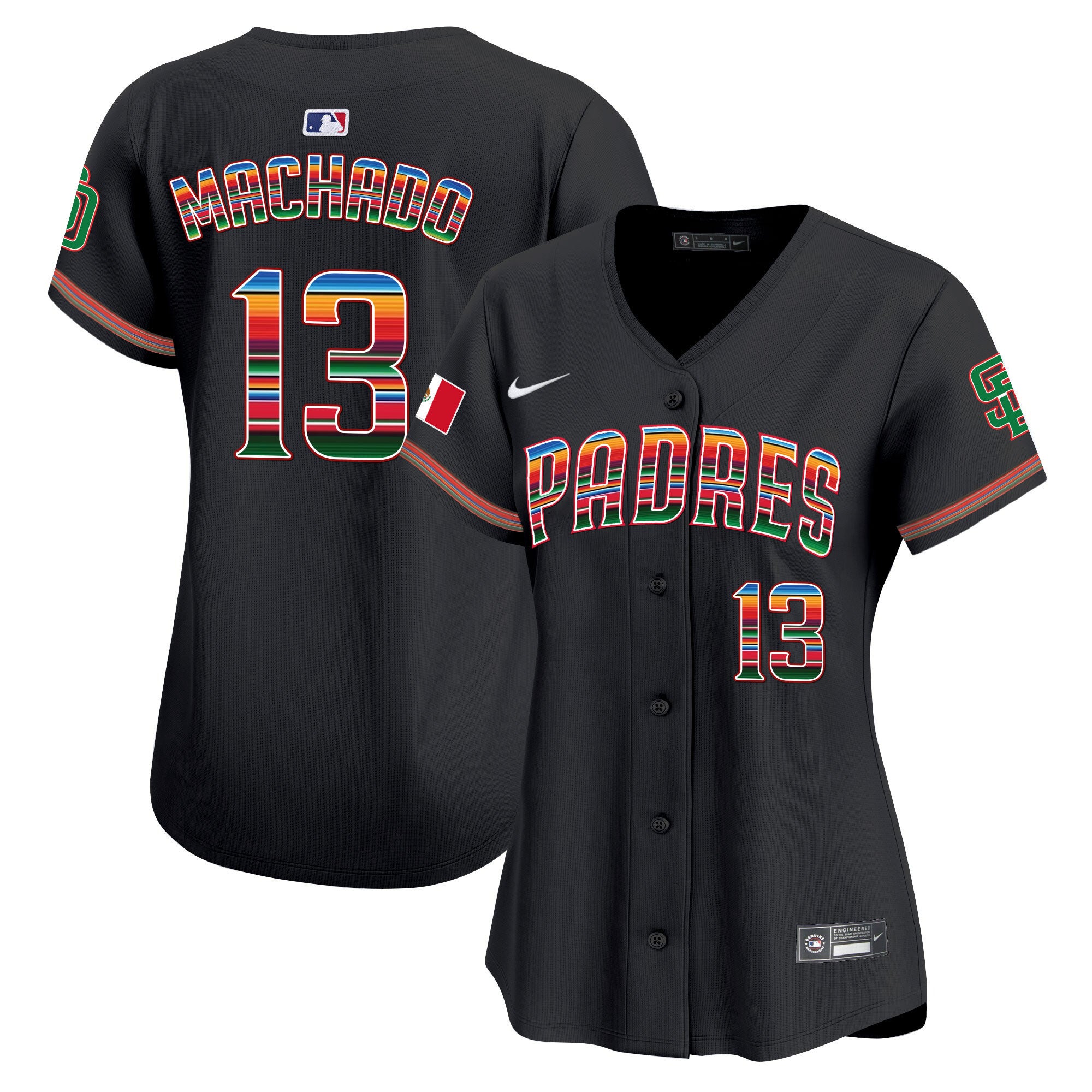 Women's San Diego Padres Mexico Premier Limited Jersey - All Stitched - Black, Manny Machado
