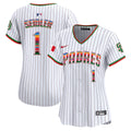 Women's San Diego Padres Mexico Premier Limited Jersey - All Stitched - Pinstripe, Peter Seidler