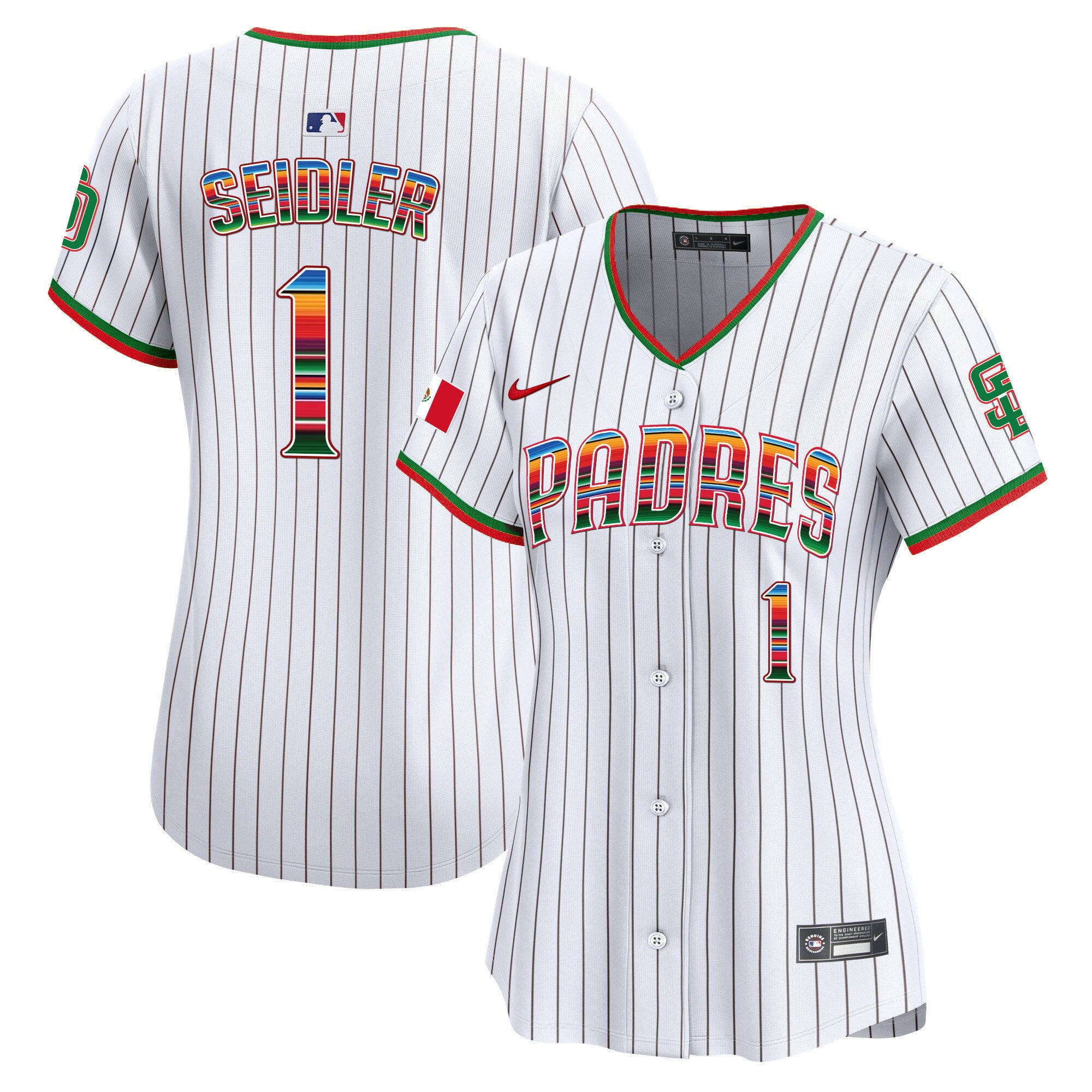 Women's San Diego Padres Mexico Premier Limited Jersey - All Stitched - Pinstripe, Peter Seidler