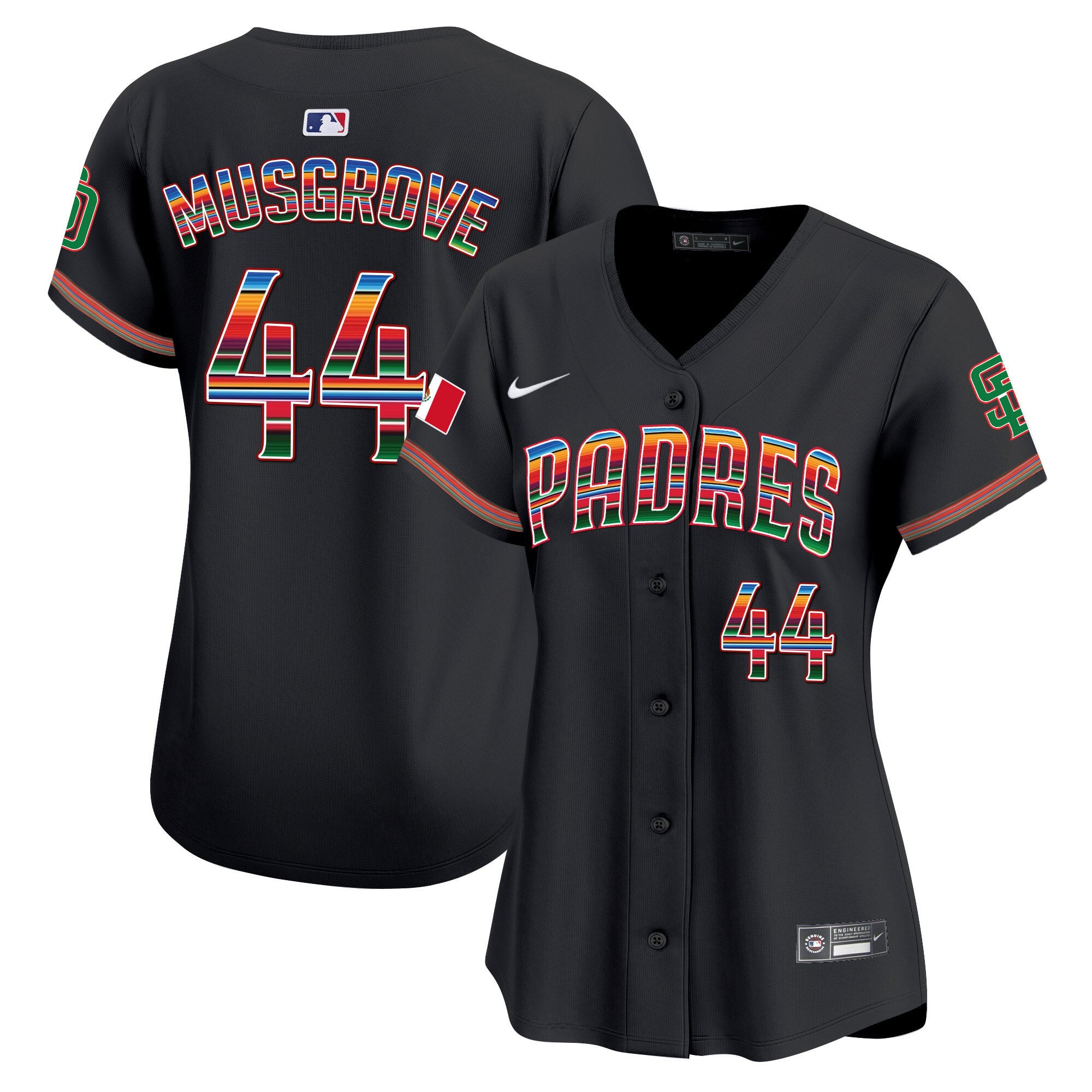 Women's San Diego Padres Mexico Premier Limited Jersey - All Stitched - Black, Joe Musgrove