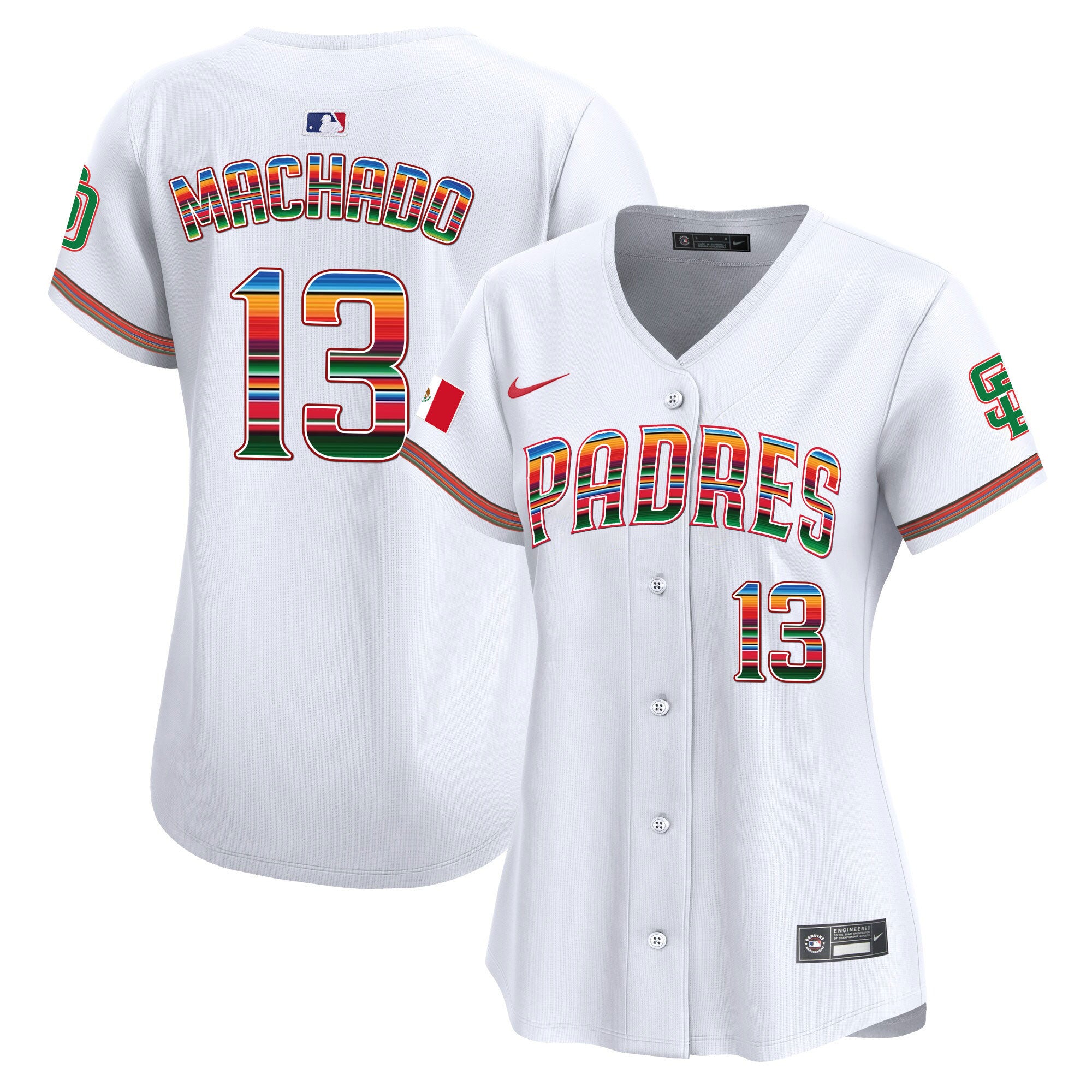 Women's San Diego Padres Mexico Premier Limited Jersey - All Stitched - White, Manny Machado
