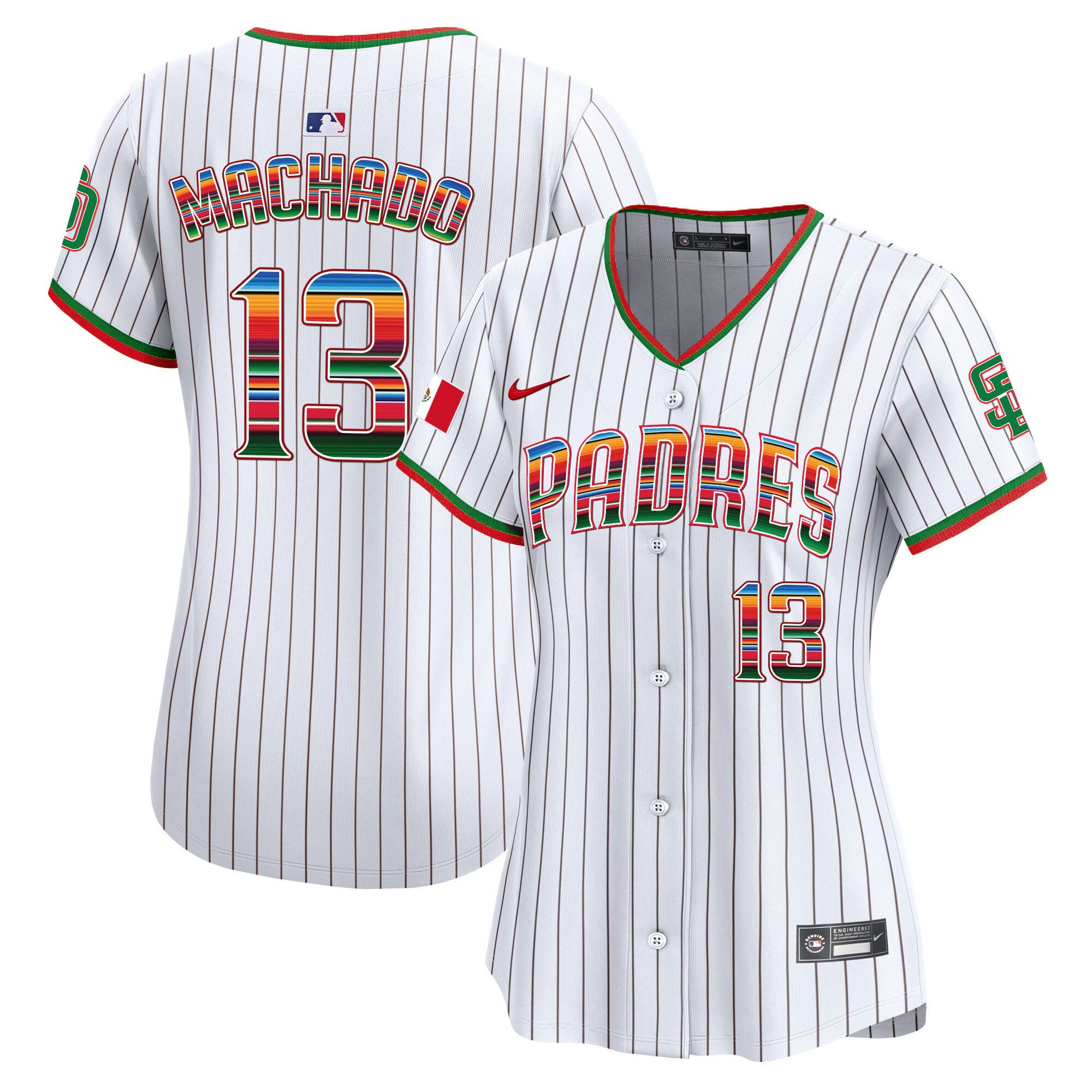 Women's San Diego Padres Mexico Premier Limited Jersey - All Stitched - Pinstripe, Manny Machado