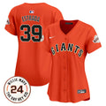 Women's San Francisco Giants 2024 Willie Mays Patch Vapor Premier Limited Jersey - All Stitched - Orange, Thairo Estrada